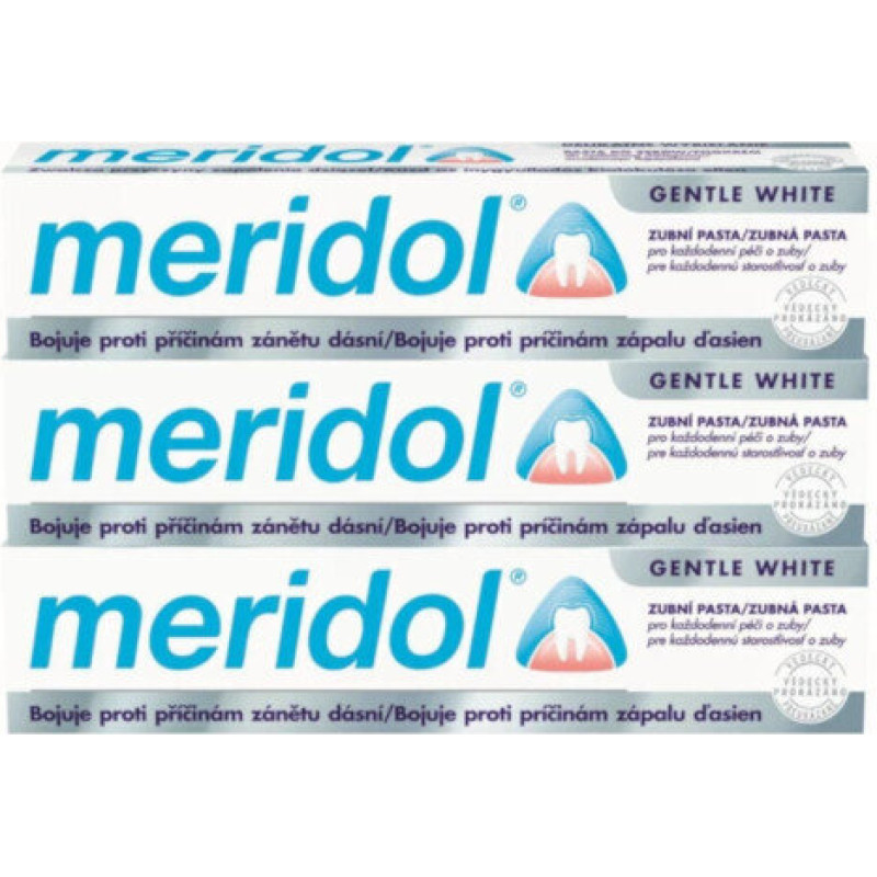 Balinošs zobu pasta - MERIDOL - Gentle White - Tripack 3 x 75 ml - Balināšanas efekts - Aizsardzība pret gingivītu