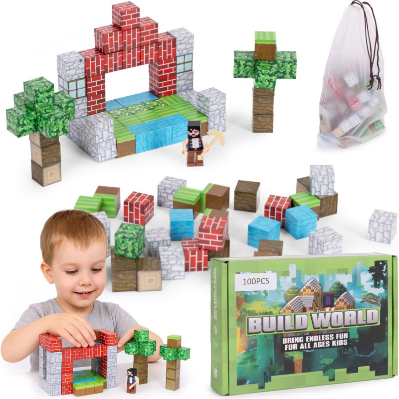Multistore Magnetic building blocks set for children 100 pieces cubes