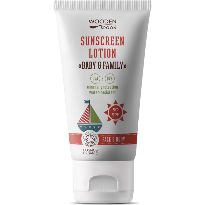 Aizsargkrēms no saules Wooden Spoon Baby & Family SPF50+, 150ml