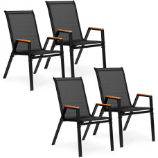 Multigarden Zestaw 4x krzesło ogrodowe komplet na taras balkon czarne MultiGarden