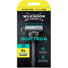 Wilkinson Sword Quattro 4 Skin Protection - Holic&iacute; strojek + 9 hlavic