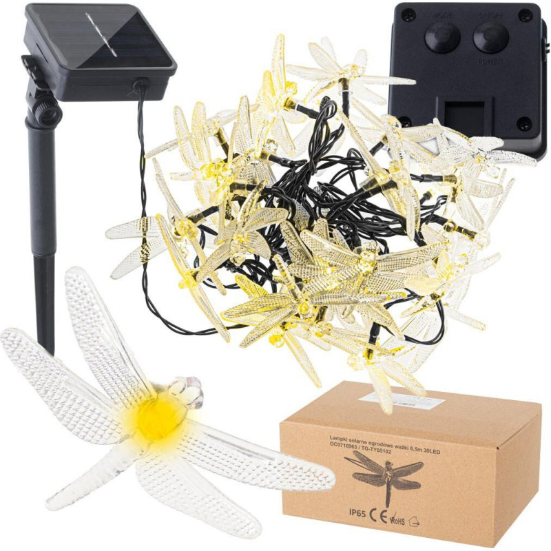 Solar Dragonfly dārza gaismas 6,5 m 30LED silti balts
