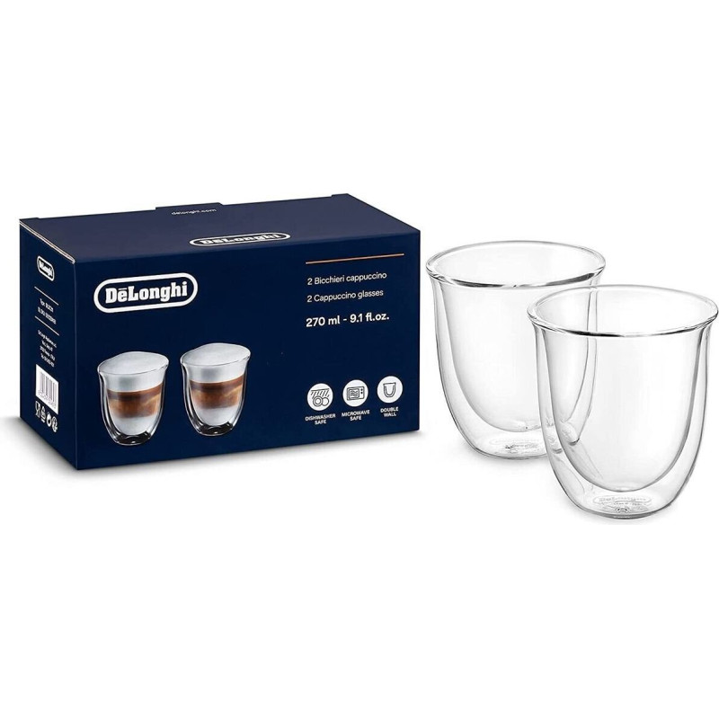 DeLonghi dubultā stikla kapučīno krūzītes, 2 gab., 270 ml