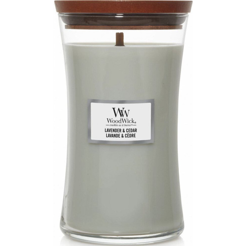 WoodWick aromātiskā svece Lavanda & Ciedrs, 609 g