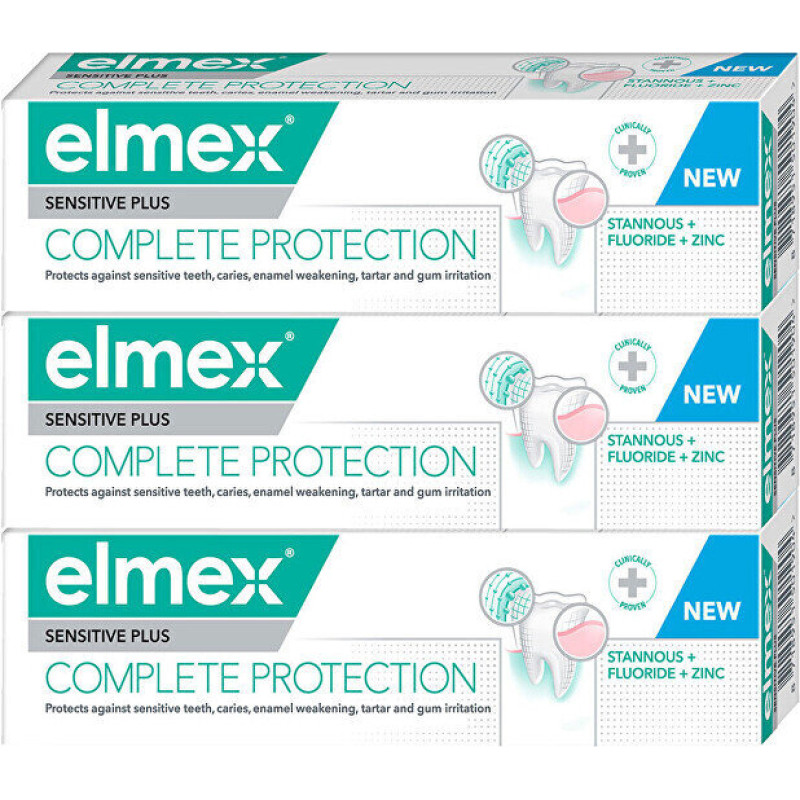 Zobu pastas komplekts jutīgiem zobiem Elmex Sensitive Plus Complete Care, 3x75 ml
