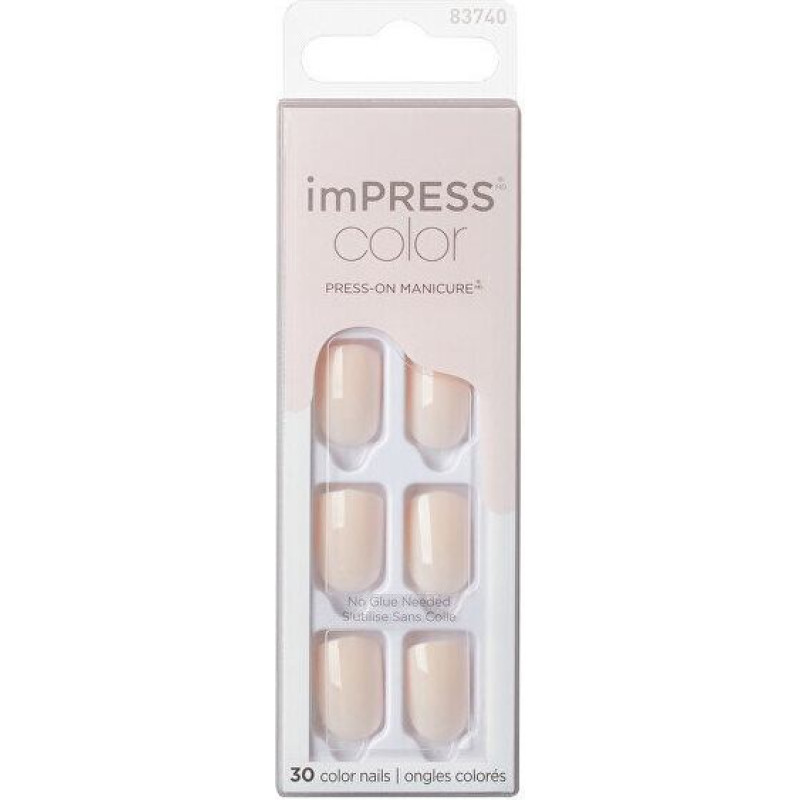 Pielīmējami nagi imPRESS Press-On Manicure Bare But Butter Short Nails Pink, 30 gab.