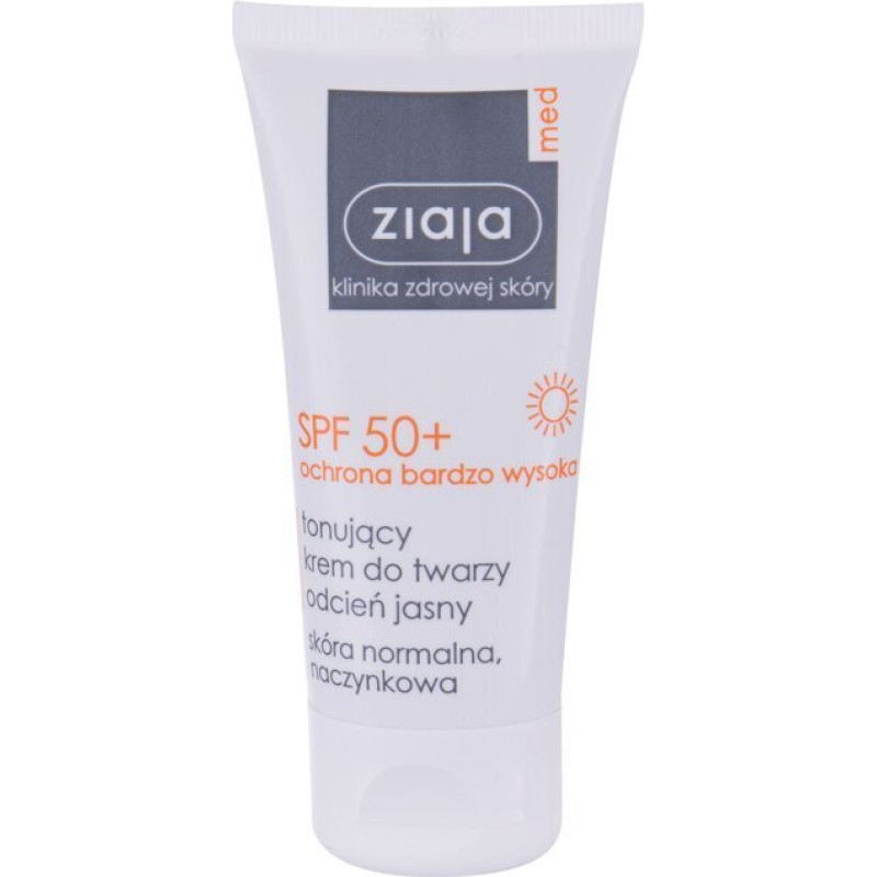 Ziaja Med Protective Tinted Cream SPF50 + - Saules aizsargkrēms sejai Light, 50 ml