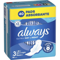 Higiēniskās paketes Always Ultra Size 3 Day & Night, 40 gab.