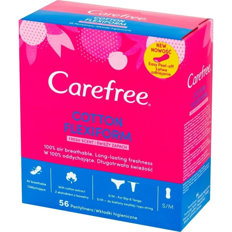 Biksīšu ieliktnīši Carefree Cotton Feel Flexiform, 56 gab.