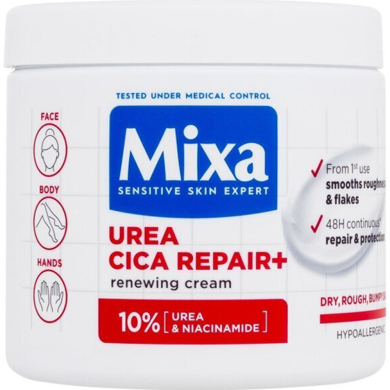 Sejas, ķermeņa un roku krēms Mixa Urea Cica Repair Renewing Cream Unisex, 400 ml