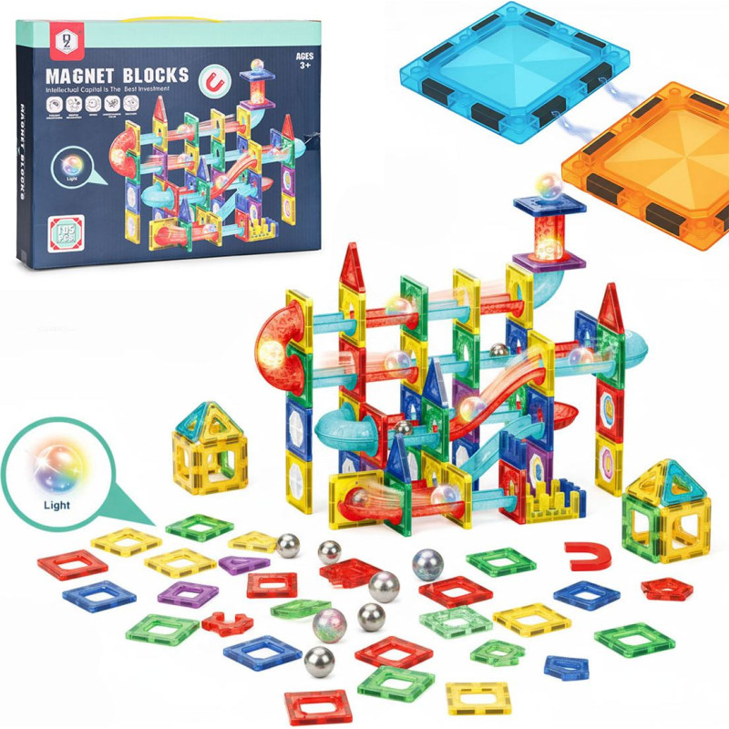 Multistore Magnetic LED marble run construction blocks 105 pieces