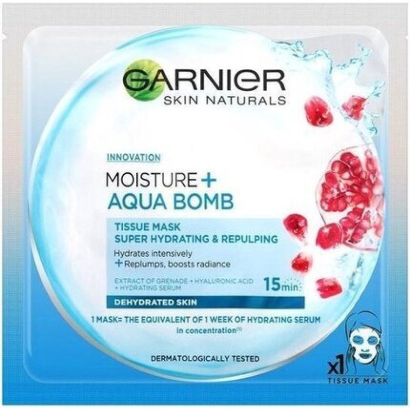 Maska sejai garnier skin naturals moisture + aqua bomb  garnier