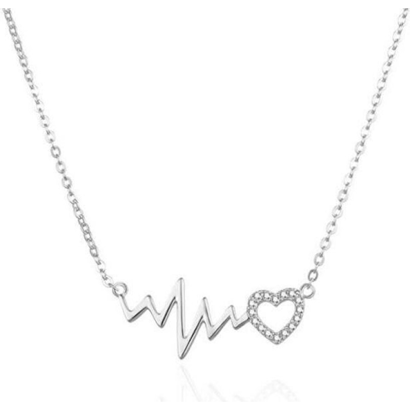 Piekare - AGATO - AGT-N015W - Sudrabs - EKG un sirds - Kubiskā zirconija