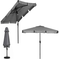 Multigarden Prostokątny duży parasol ogrodowy skośny łamany z korbą szary 200x130 cm MultiGarden