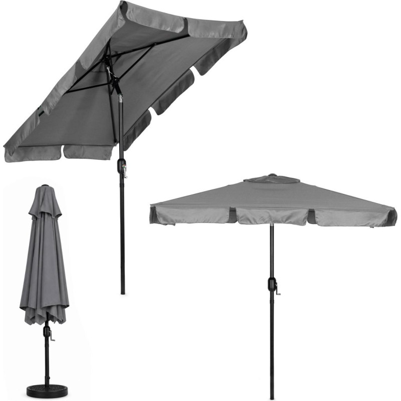 Multigarden Prostokątny duży parasol ogrodowy skośny łamany z korbą szary 200x130 cm MultiGarden