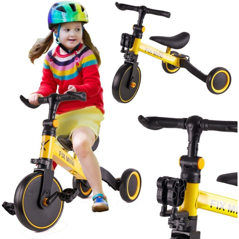 Trike Fix Mini krosa trīsritenis 3in1 ar pedāļiem dzeltenā krāsā