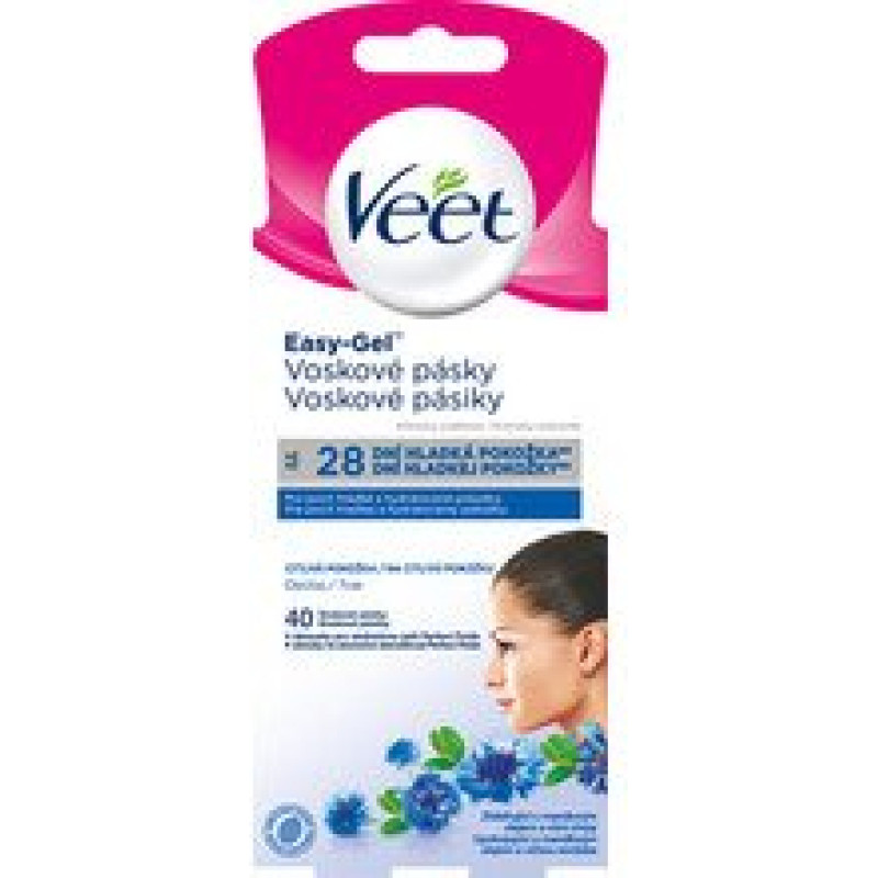 Veet Easy-Gel sejas vaska sloksnes jutīgai ādai, 40 gab.