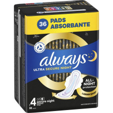 Higiēniskās paketes Always Ultra Secure Night Size 4, 36 gab.