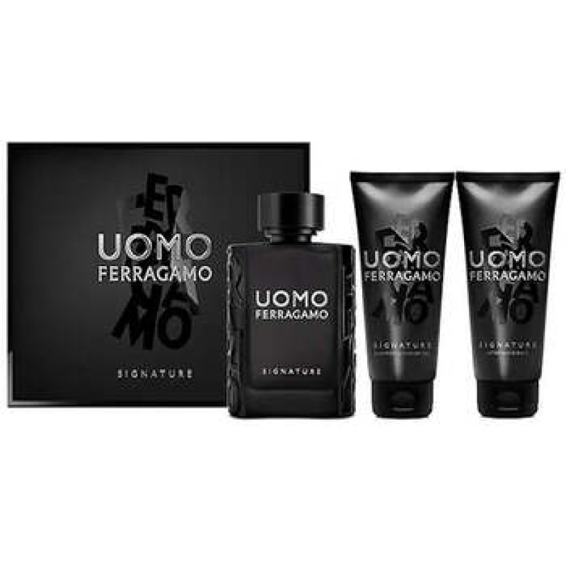 Salvatore Ferragamo Uomo Signature D&aacute;rkov&aacute; sada EDP 100 ml, After Shave Balzam ( balz&aacute;m po holen&iacute; ) 100 ml a sprchov&yacute; gel 100 ml