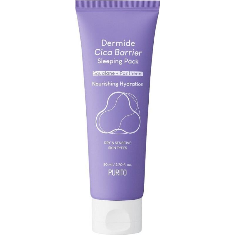 Purito Dermide Cica Barrier Sleeping Pack 80 ml - atjaunojošs nakts krēms-maska