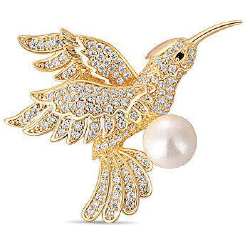 JwL Luxury Pearls Burvīgs zeltīts brošas kolibri ar īstu pērli JL0516 sJL0516