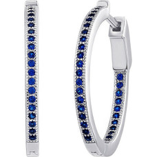 Silvego MILLA 22mm sudraba stīpas auskari ar zilu safīru JJJE0106ESPB sSL3897