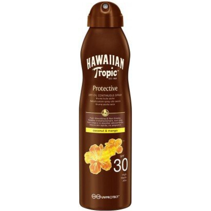 Sauļošanās sprejs Hawaiian Tropic Dry Oil Continuous Spray SPF 30 Protective (Dry Oil Continuous Spray) 180 ml