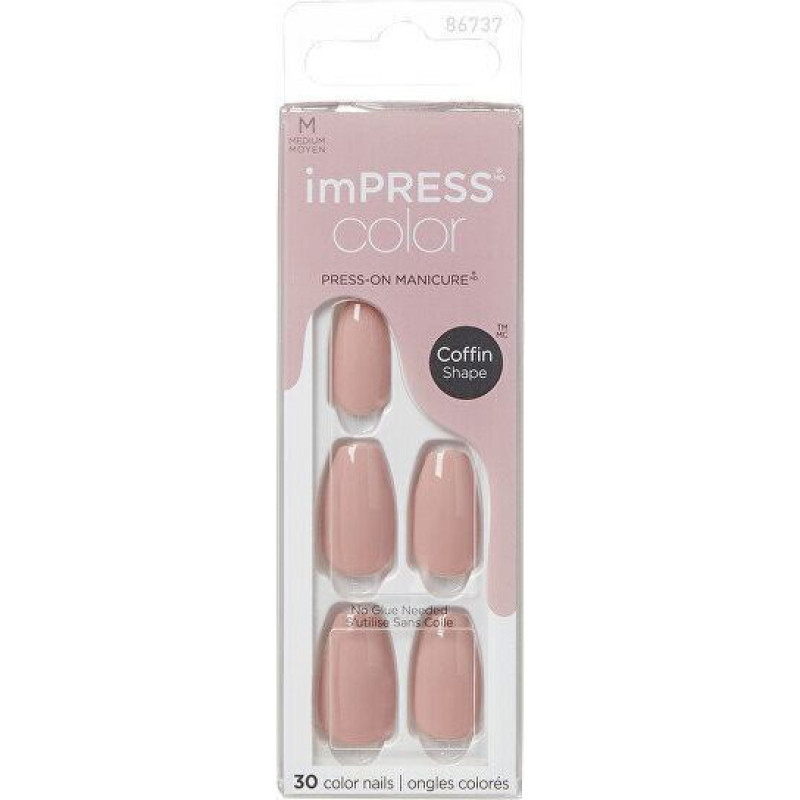 Pielīmējami nagi imPRESS Press-On Manicure Bare But Butter Short Nails Sumptuous, 30 gab., S izmērs