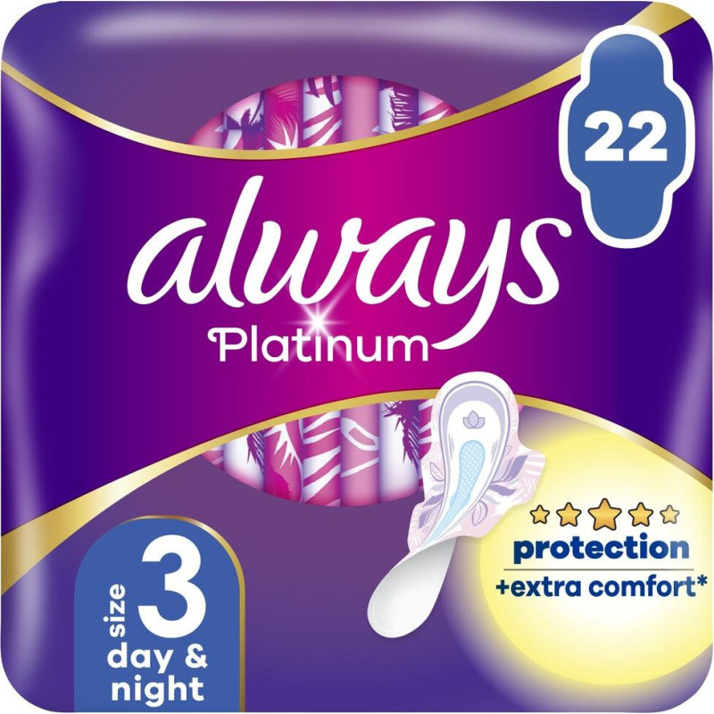 Higiēniskās paketes Always Platinum Size 3, Day & Night, 22 gab