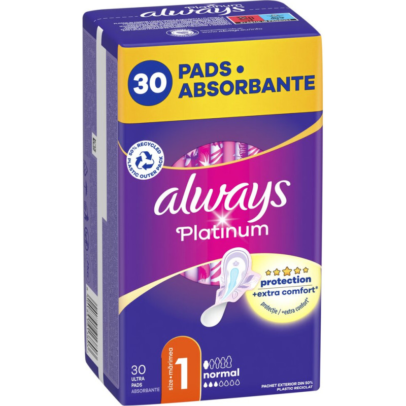 Higiēnas spilventiņi Always Platinum Normal, 30 gab.