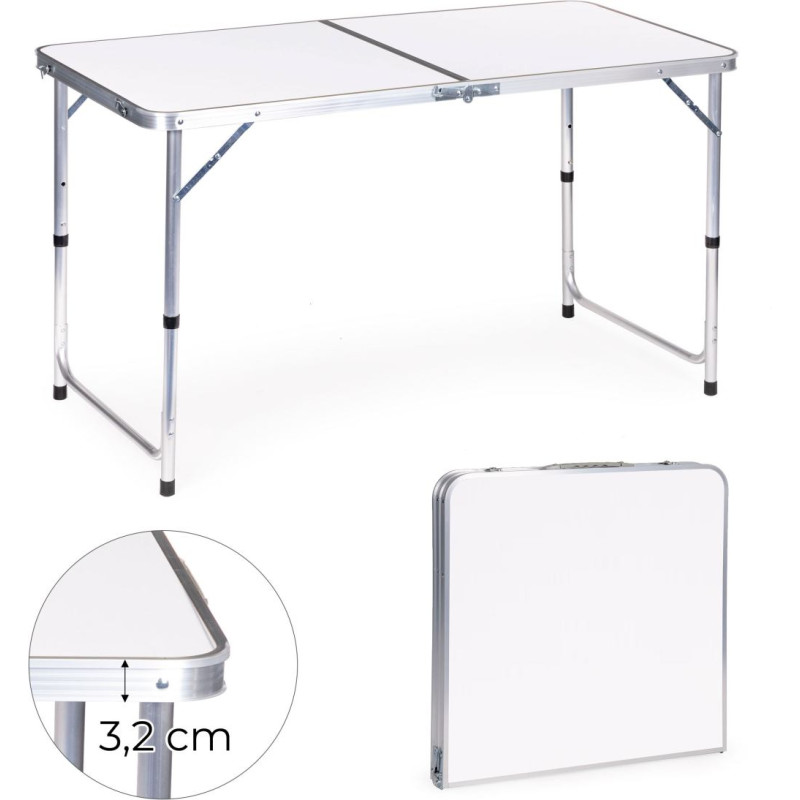 Multigarden Tourist table foldable camping table white top 120 x 60 cm