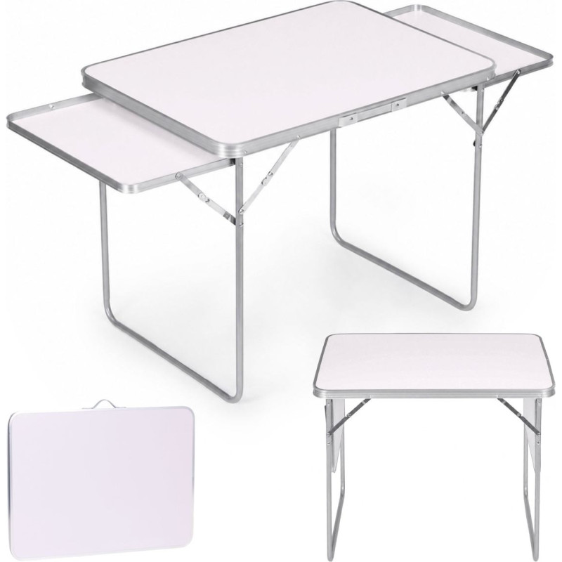 Multigarden Stolik turystyczny 120x60 cm składany w walizkę 2 p&oacute;łki biały MultiGarden
