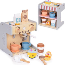 Ecotoys Wooden Coffee Maker for Children 2-in-1 Shop Barista Set 26 Accessories ECOTOYS