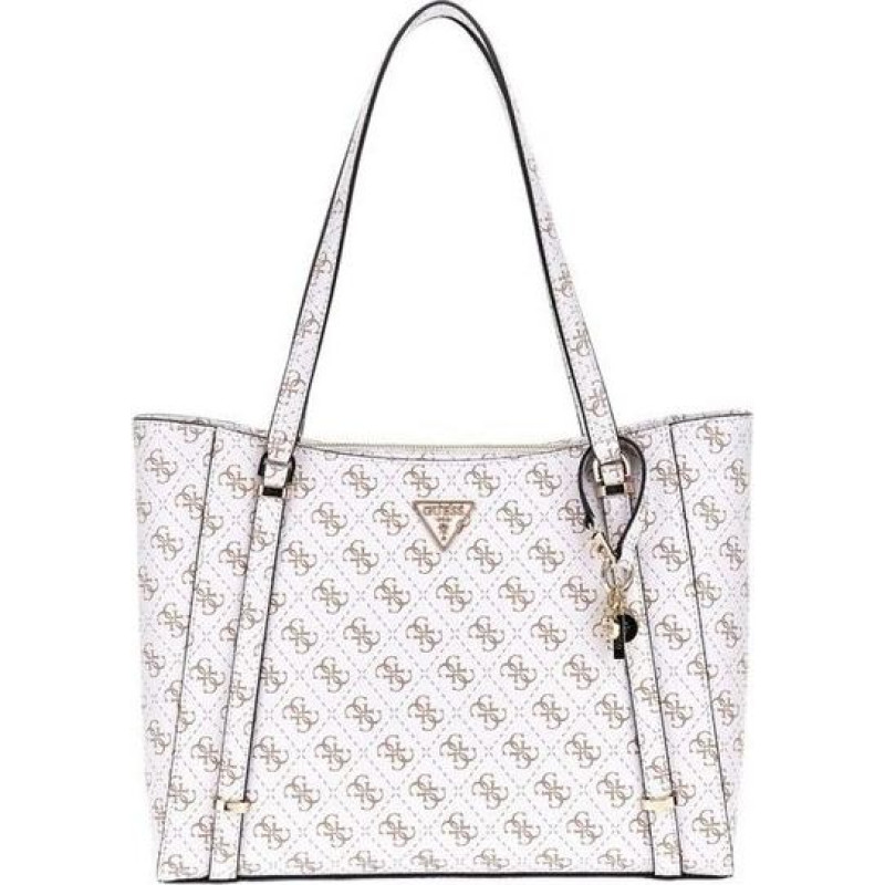 GUESS balts taupe sieviešu pleca soma - Eco Erica Elite Tote Bag krēma logotips 292187