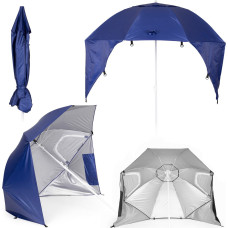 Multigarden Parasol plażowy 2w1 namiot ze ściankami regulowany 125-200 cm niebieski MultiGarden