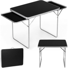 Multigarden Stolik turystyczny 120x60 cm składany w walizkę 2 p&oacute;łki czarny MultiGarden