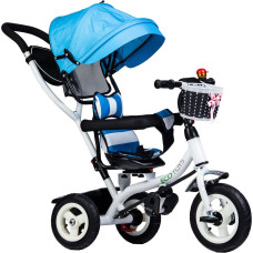 Stumjamais trīsritenis EcoToys, zils/balts
