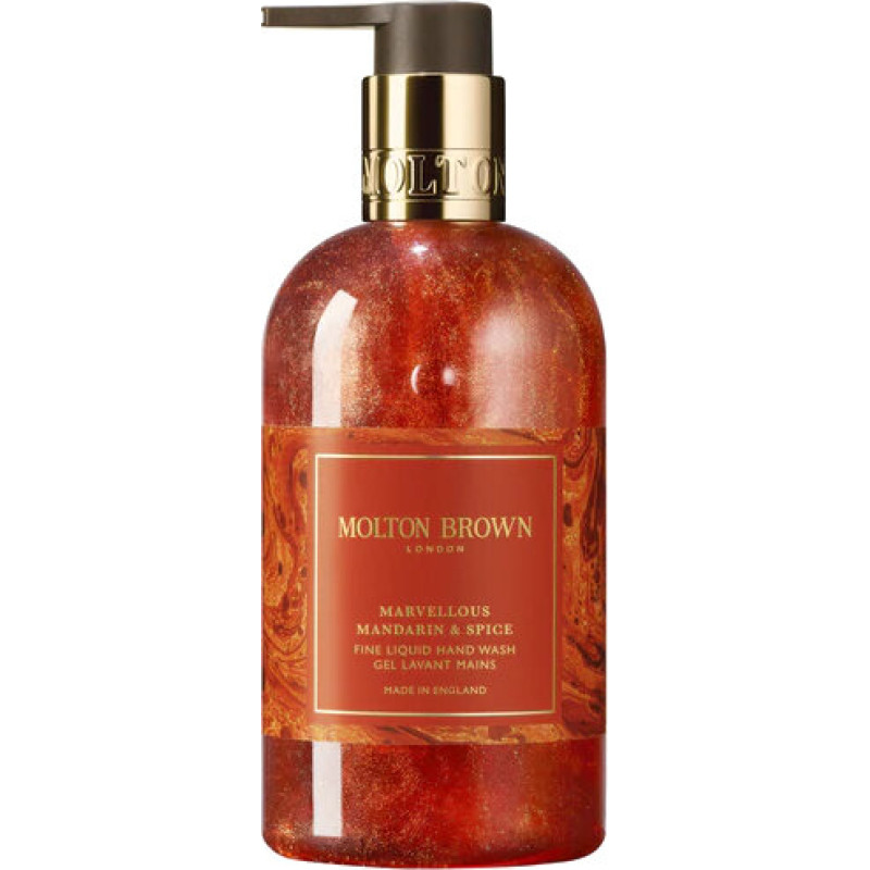 Šķidras roku ziepes Molton Brown Marvellous Mandarin & Spice ar citrusaugļu aromātu, svētku smaržu, maigu attīrīšanu