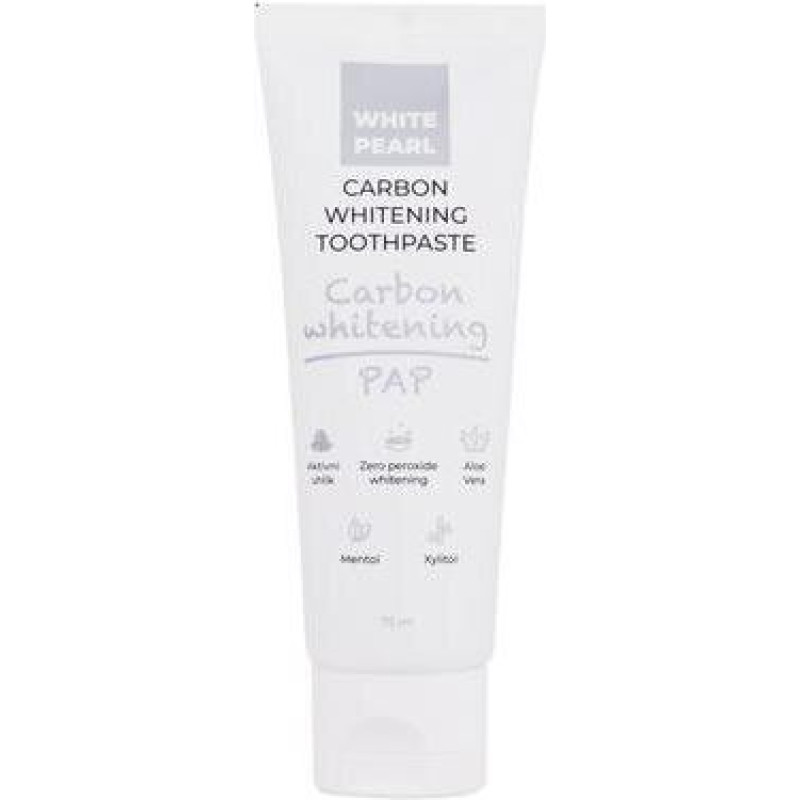 Zobu pasta Vitalcare White Pearl PAP Carbon Whitening 75 ml Maiga balināšana Svaigs mutes aromāts