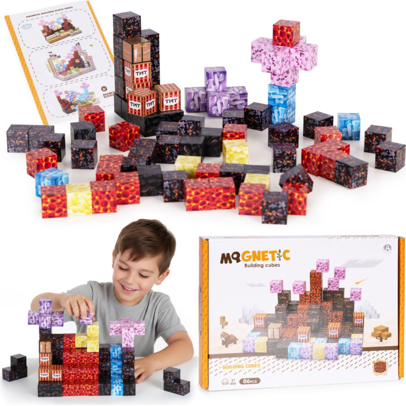 Multistore Magnetic construction blocks set for children 86 pieces cubes
