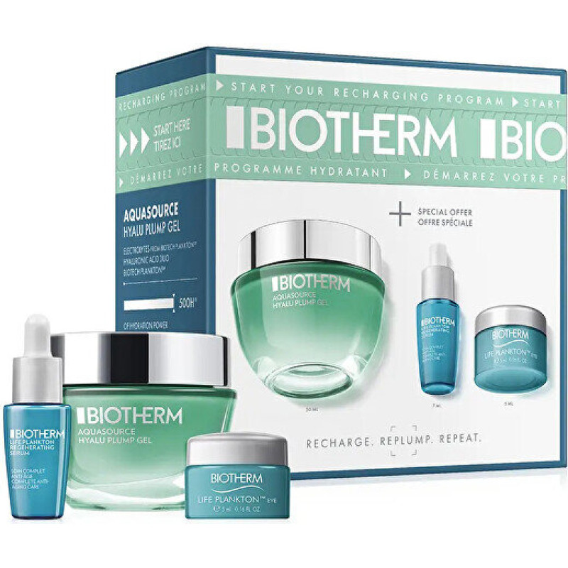 Ādas kopšanas dāvanu komplekts Biotherm Aquasource Hyalu Plump Gel mitrinošs krēms normālai ādai