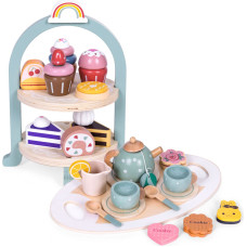 Ecotoys Tea and Coffee Set with Cookies Cups Teapot Tray Platter ECOTOYS