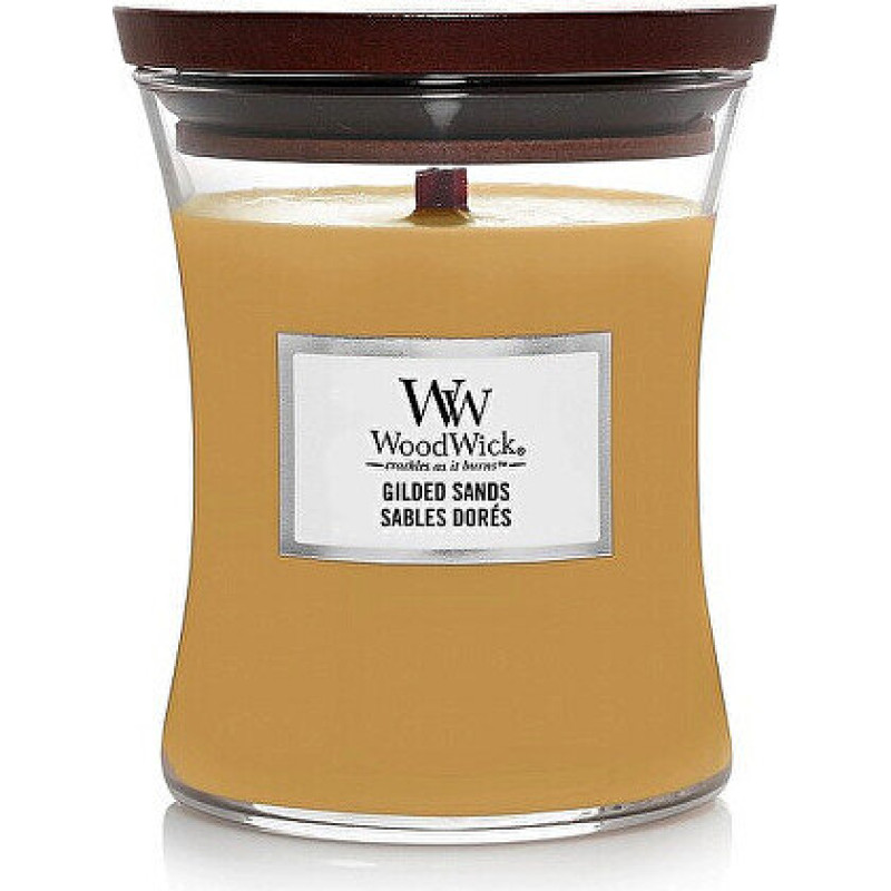 Aromātu svece - YANKEE - Trilogy Zeltaini smiltis - 275g - Paraffīna un sojas vasks - Koka pamatne