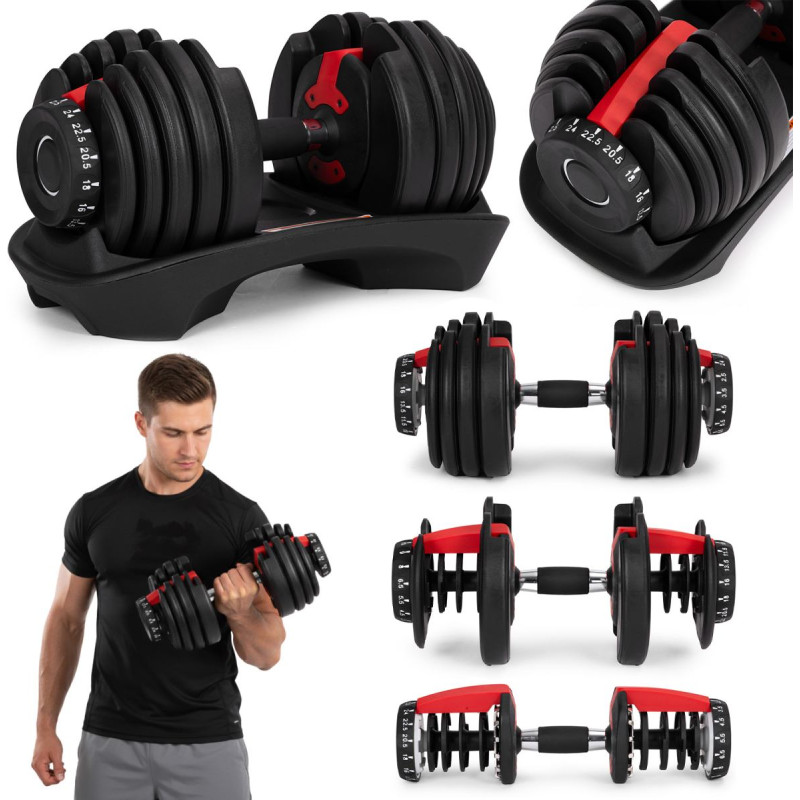 Movepro Adjustable Cast Iron Dumbbell with Stand 2.5&ndash;24 kg ModernHome