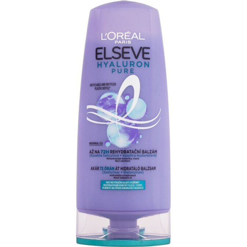 Matu kondicionieris L'Oréal Paris Elseve Hyaluron Pure ar vieglu mitrinošu tekstūru 200 ml