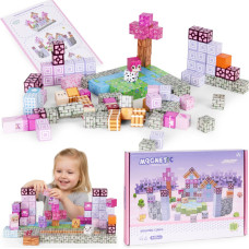 Multistore Magnetic construction blocks for children 140 pieces cubes &ndash; pink