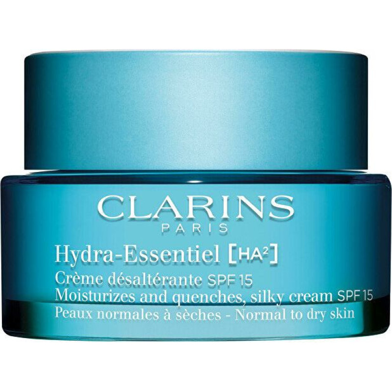 Clarins Hydra-Essentiel [HA²] Zīdains krēms SPF 15 – mitrinošs dienas krēms normālai līdz sausai ādai 50 ml