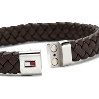 Tommy Hilfiger Tumši brūna ādas rokassprādze ar tērauda aizdari 2790330