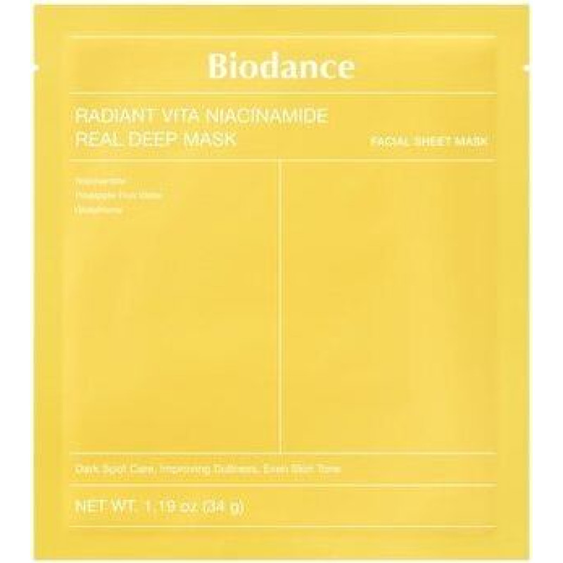 Hidrogēla maska ar C vitamīnu un niacinamīdu Biodance Radiant Vita Niacinamide Real Deep Mask