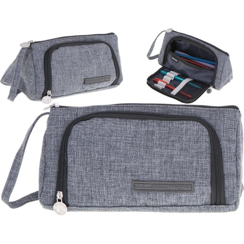 Skolas penālis ar dubultu somiņu Case Grey